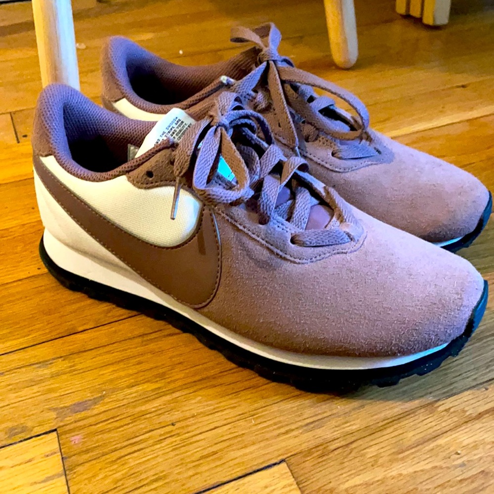 Never worn taupe suede Nike sneakers